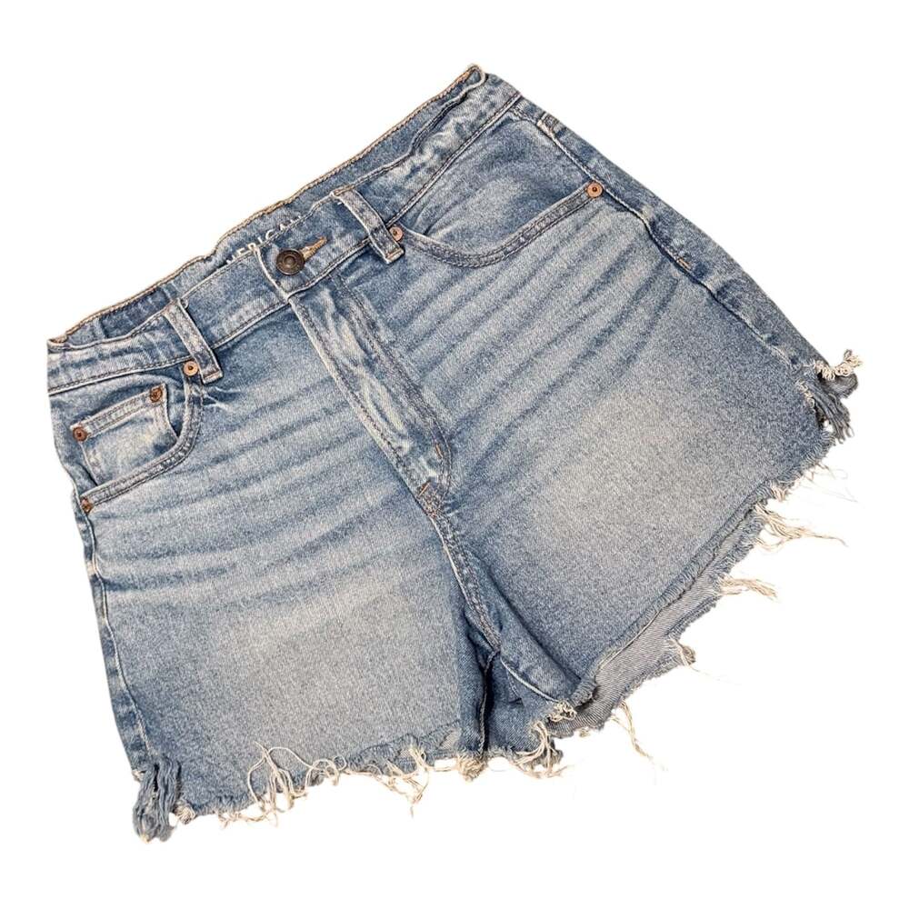 American Eagle High-Rise Raw Hem Stretch Denim Jean Shorts